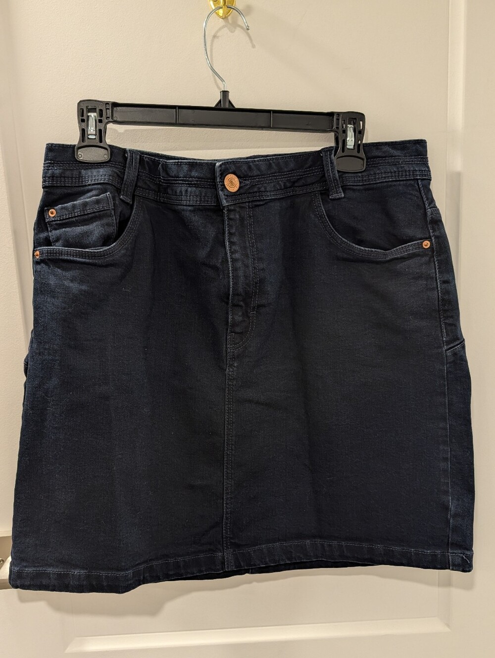 Dark Navy Denim A-Line Skirt